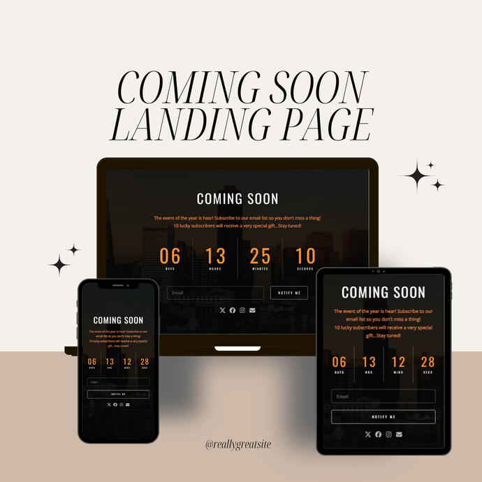 2.'Countdown' landing page for events